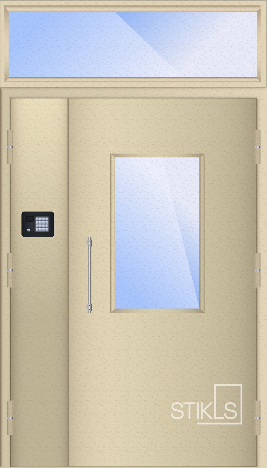 Дверь стальная входная со стеклом и фрамугой ДСН С Ф