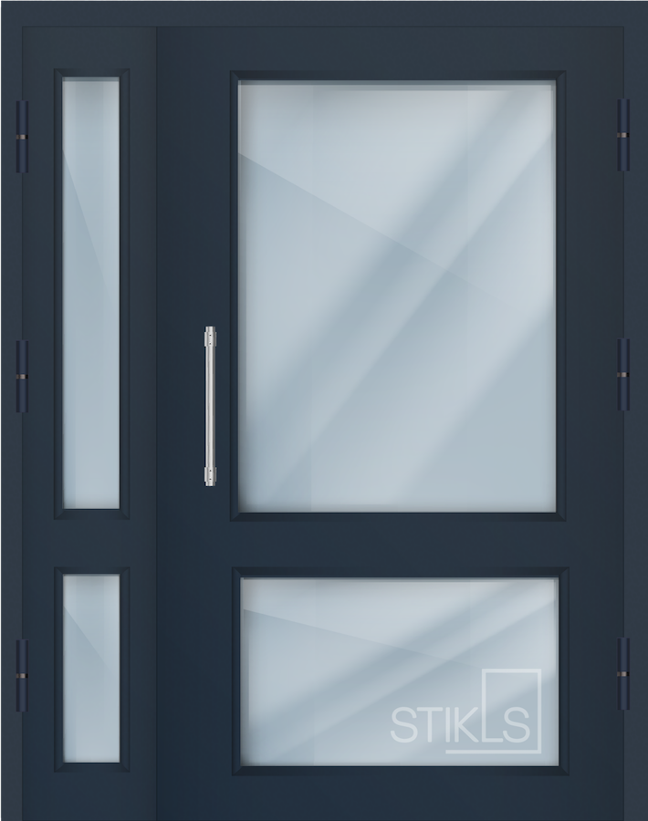 Дверь стальная входная с четырьмя стеклами в двух створках ДСН С4
