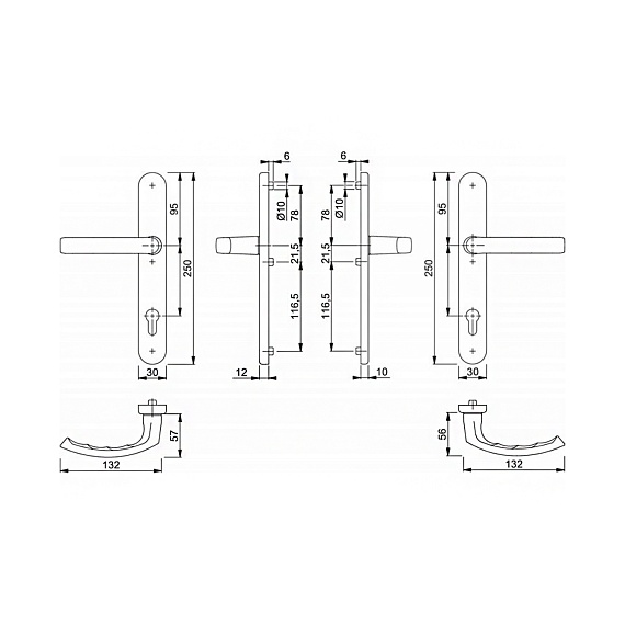 Изображение Ручки нажимные на планке Hoppe PZ92 F9016 №2